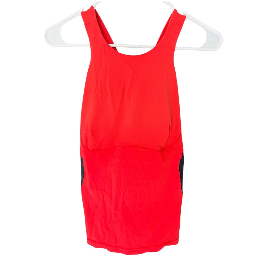 Lululemon Turbo Tank Red Grey Cross Back Shelf Bra Size 10